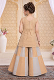 Girls Fawn & Silver With Gold Embellished Palazzo Set
