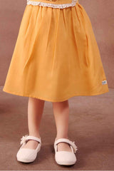 Yellow Casual Embroidered With Lace Around The Yoke Frock For Girls