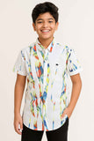 White Printed Casual Shirt  For Boys