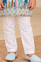 Boys Light Blue Embroidered Kurta Pant Set