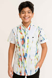 White Printed Casual Shirt  For Boys
