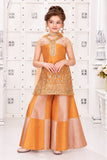 Girls Copper & Rose Gold With Gold Embellished Palazzo Set