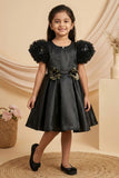 Girls Black Floral Embellished Party Wear Frock