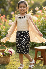 Fawn & Black Party Dress For Girls