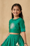 Green Embroidered Lehenga Choli Set For Girls