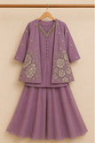 Dusty Lavender Floral Embroidered Palazzo Set with Jacket & Dupatta