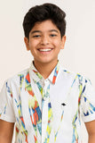 White Printed Casual Shirt  For Boys