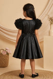 Girls Black Floral Embellished Party Wear Frock