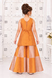 Girls Copper & Rose Gold With Gold Embellished Palazzo Set