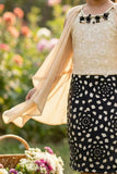 Fawn & Black Party Dress For Girls