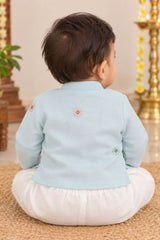 Boys Light Blue Embroidered Kurta Pant Set
