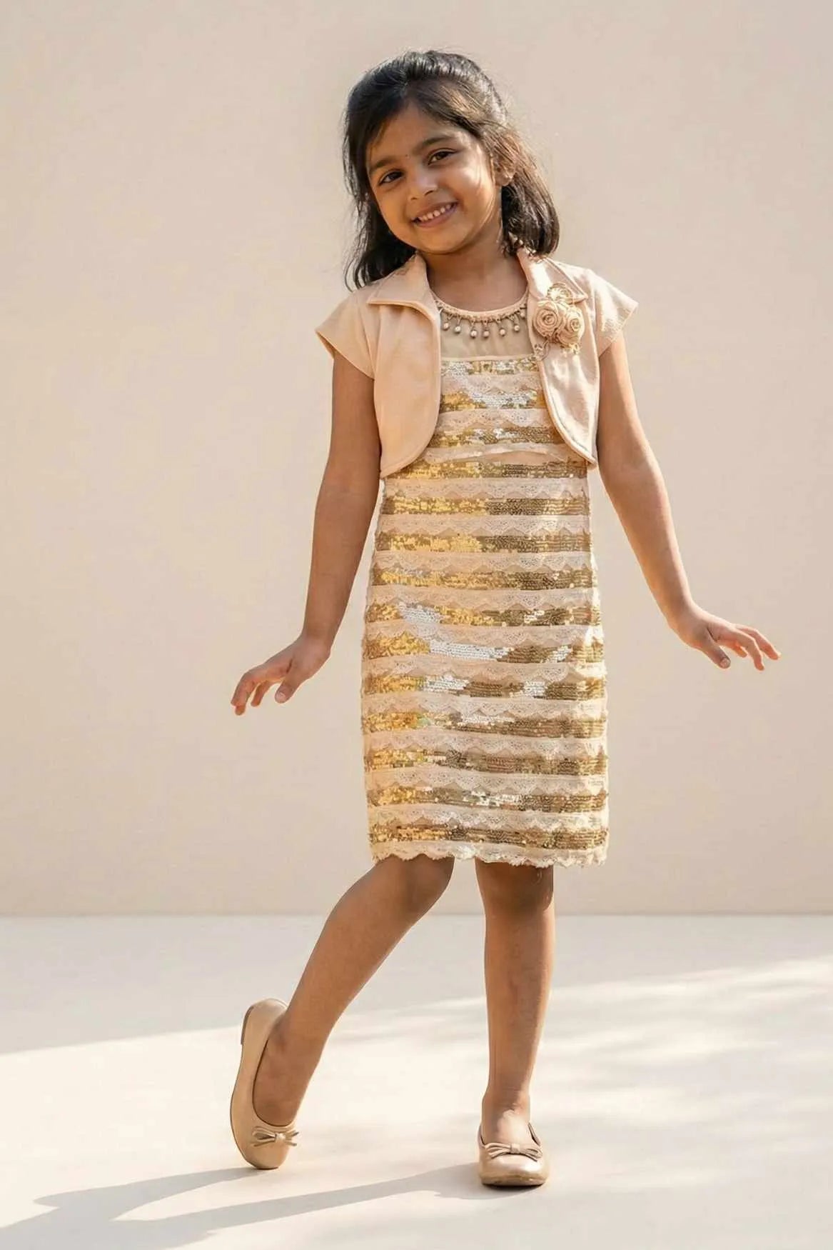 Gold Sequin Dress For Girls