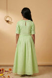Pastel Green Bird Embroidered Lehenga Choli Set For Girls