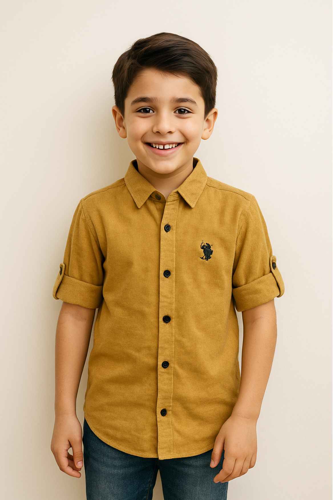 Mustard Corduroy Shirt For Boys