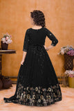 Classic Black Sequins Embroidered Ethnic Gown For Girls