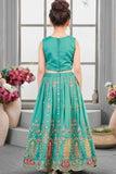 Rama Embroidered Lehenga Choli Set For Girls