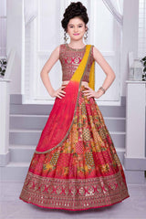 Multi Color Lehenga Choli With Sequin Embroidery For Girls