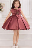 Rust Red Floral Embellished Party Wear Frock For Girls