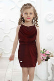 Maroon Sequin Party Wear Dress With Cowl Neck For Girls - Lagorii Kids