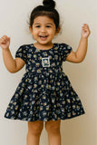 Black Tiered Floral Dress for Girls