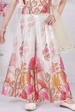 Cream Floral Sequins Embroidered Palazzo Set For Girls
