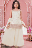 Cream Embroidered Kurti And Palazzo Set for Girls