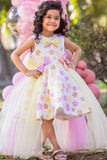 Multicolor Sequins Work With Bow Embellished Tailback Party Wear Frock For Girls