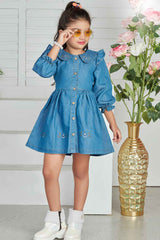 Cute Denim Dress For Girls