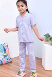 Soft & Stylish Lavender Teddy Bear Printed Night Suit Set for Girls