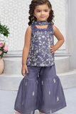 Purple Embroidered Sharara Set With Dupatta For Girls