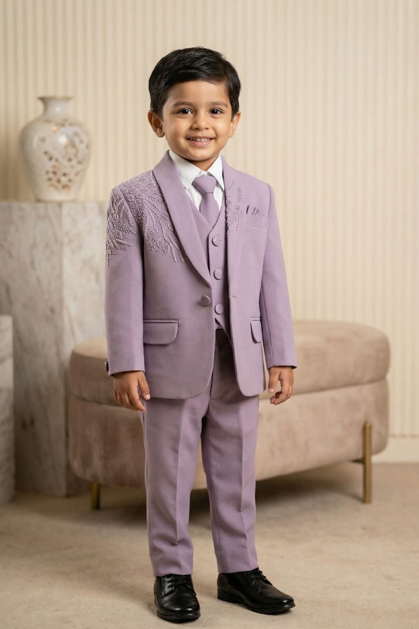 Lavender Premium 5-Piece Suit Set For Boys