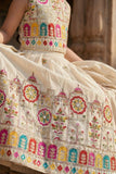 Elegant Cream With Multicolor Embroidered Lehenga Choli Set For Girls