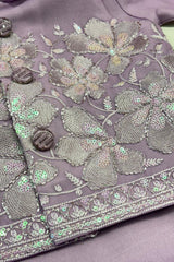 Lavender Sequins Embroidered Kurta Pyjama Set with Jacket For Boys