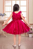 Elegant Rani Pink Floral And Butterfly Embellished Frock For Girls