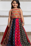 Multicolor Bandhani Printed And Floral Embroidered Lehenga Choli for Girls