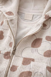 White And Brown Graphic Print T-Shirt & Printed Hooded Zipper Jacket Set For Boys