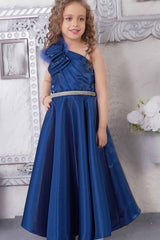 Designer Teal Blue Floral Embellished And Stone Work Party wear Gown For Girls