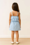 Powder Blue Ruffle Top and Skirt Co-ord Set For Girls