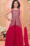 Pink Embroidered Palazzo Set for Girls