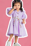 Lavender Casual Frock With Embroidered For Girls