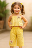 Sunshine Yellow Co-ord Set with Crop Top & Culottes For Girls