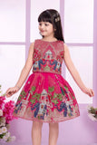 Royal Elephant Motif Pink Embroidered Ethnic Skirt And Top Set For Girls