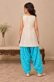 Blue Embroidered Patiala Set with Dupatta For Girls