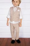 Peach 3-Piece Set with Waistcoat, Shirt & Trousers For Boys