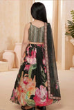 Black Floral Printed Lehenga Choli Set for Girls