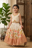 Ivory Printed Lehenga Choli Set with Embroidered Blouse For Girls