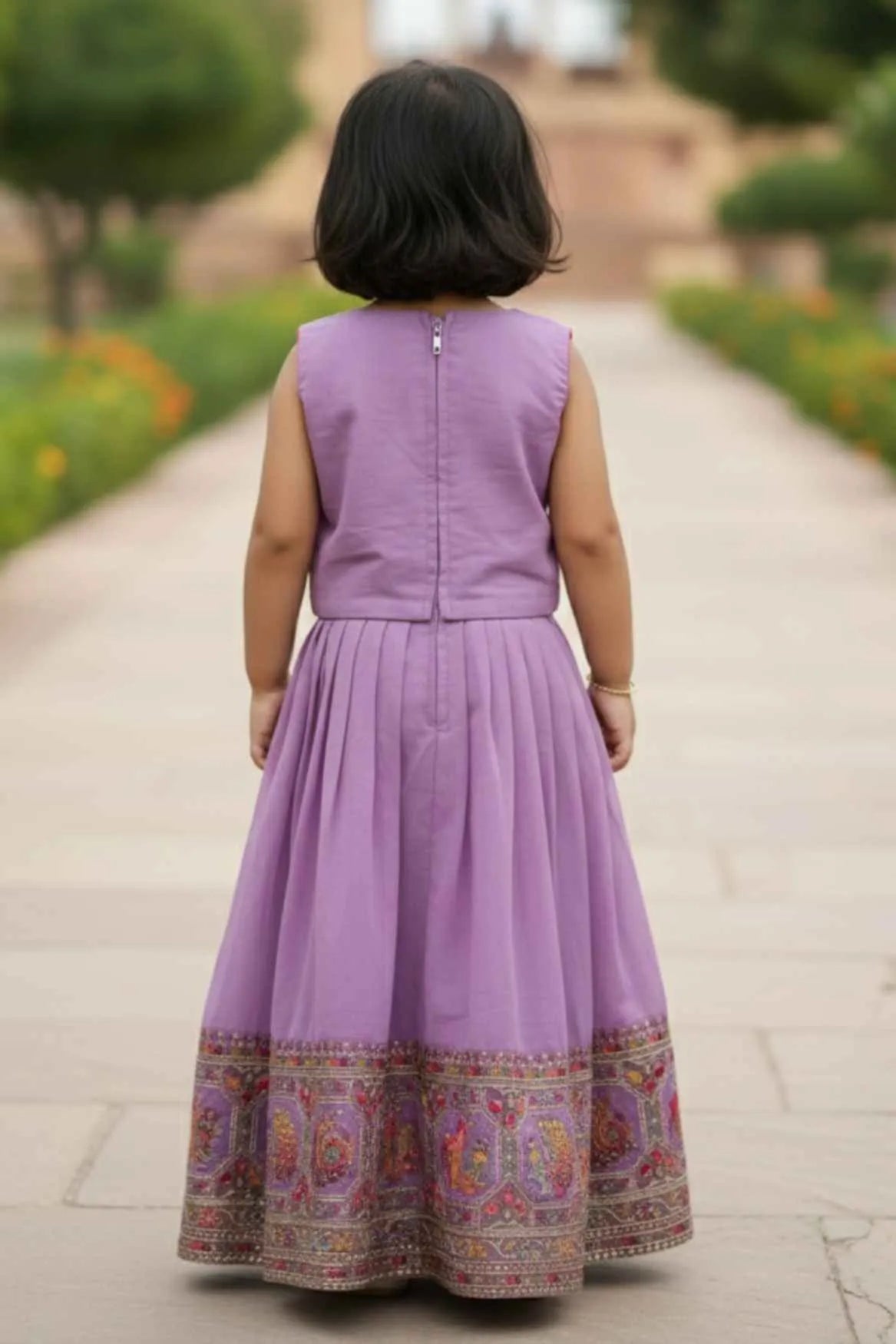 Lavender Royal Embroidered Lehenga Choli For Girls