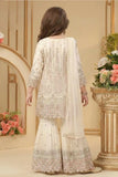 Cream Embroidered Palazzo Set With Dupatta for Girls