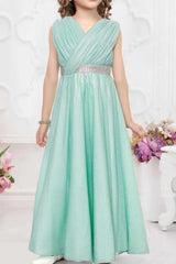 Mint Green Shimmer Party Gown For Girls