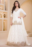 Girls Ivory Gold Embellished Lehenga Choli Set With Dupatta